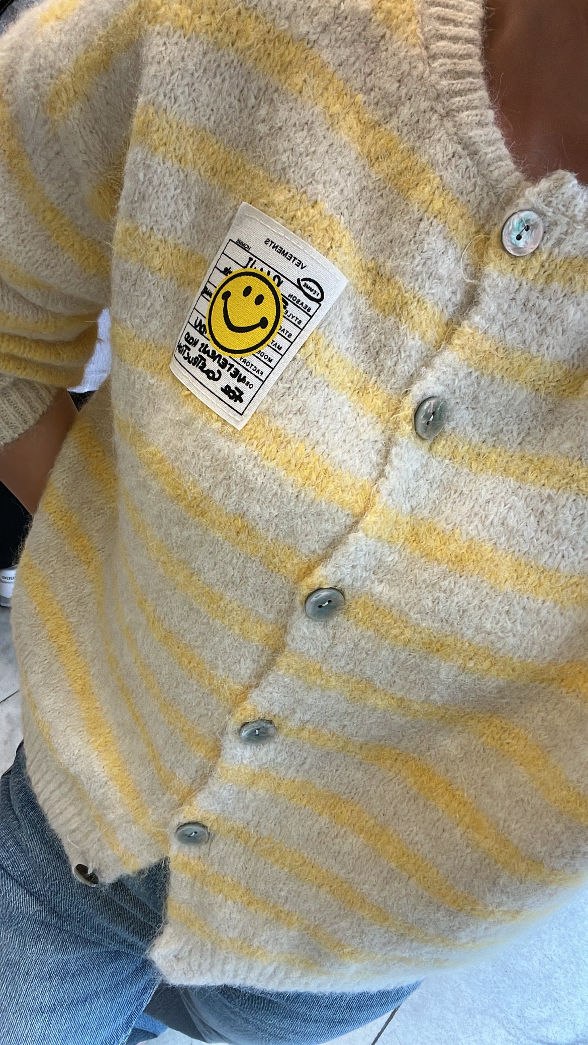 Cardigan Smiley Creme/Gelb