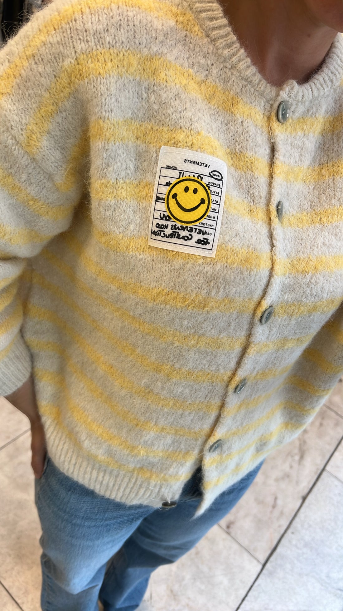Cardigan Smiley Creme/Gelb