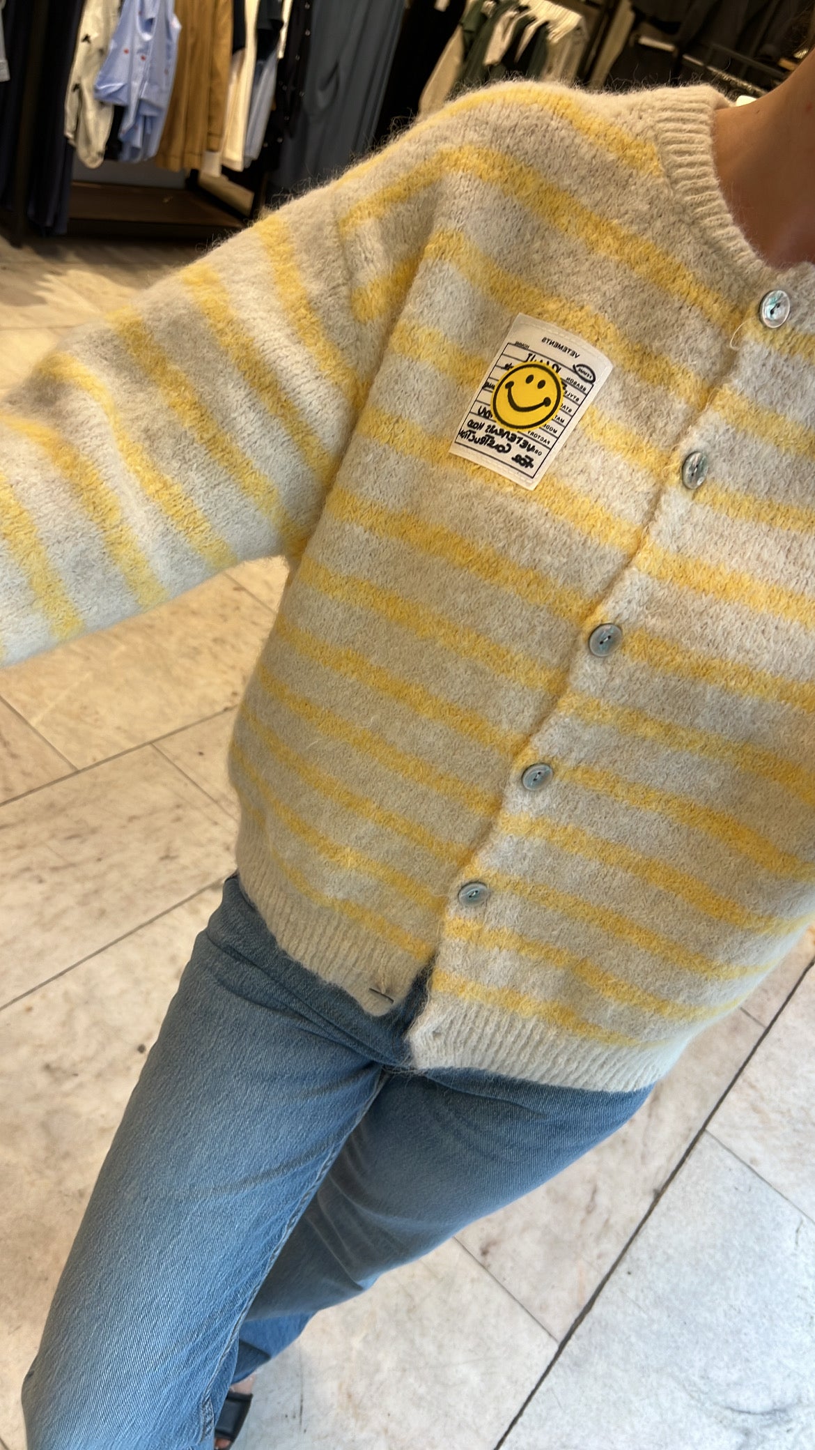 Cardigan Smiley Creme/Gelb