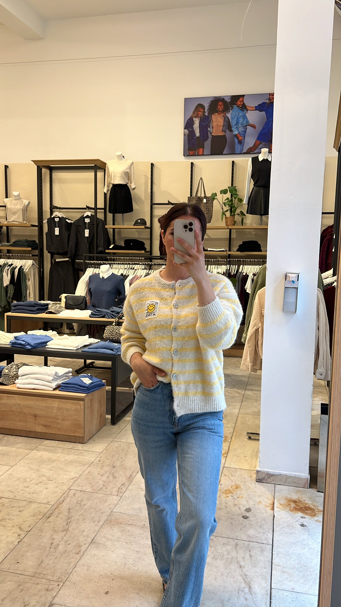 Cardigan Smiley Creme/Gelb